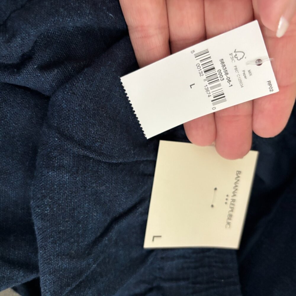 Banana Republic Navy Blue Linen Shorts L NWT - Picture 2 of 2